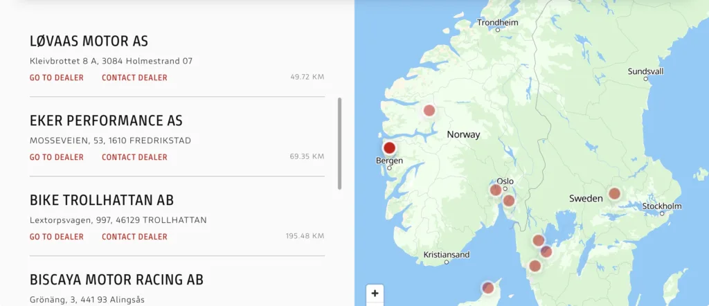 Ducati forhandlere i Norge